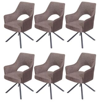 Hhg Nunca Usado] Juego De 6 Sillas De Comedor Hhg 651, Silla De Cocina, Sill&oacute;n, Posici&oacute;n Giratoria Autom&aacute;tica, Tela/textil Mvg, Marr&oacute;n-marr&oacute;n Oscuro