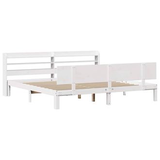 Berkfield Home Beautiful Bed Frame with Headboard without Mattress White 180x200 | Size: Super King