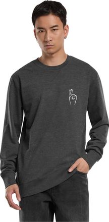 Mister Tee Mens Easy Sign Crewneck Sweatshirt, Charcoal, L