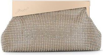 Badgley Mischka Ivy Asymmetrical Crystal Pouch Clutch in Gold at Nordstrom, Size Small