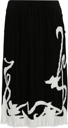 Lanvin Pleated Maxi Skirt With Abstract Hemline Detail
