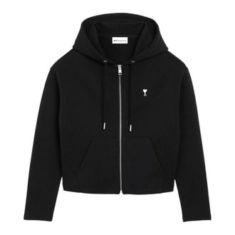 Ami Zip-throughs, female, Black, Size: S Cotton Zipped Hoodie