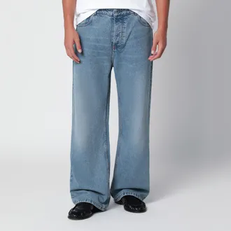 Ami Jeans a gamba larga blu in denim