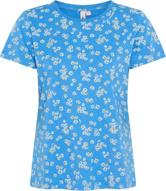 Ragwear Kurzarmshirt RAGWEAR MINTTA FLOWER O, Damen, Gr. XXL, blau, Jersey, Obermaterial: 50% Baumwolle, 50% Polyester, bedruckt, normal, Rundhals, Shirts Kur