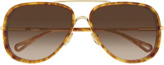 Chlo&eacute; 60mm Gradient Navigator Sunglasses in Light Gold at Nordstrom