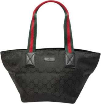 Gucci Pre-owned Tote Bags, female, Black, Size: ONE SIZE Pre-owned Nylon Tote Bag