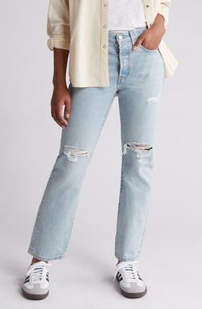 Levi's 501 Ripped High Waist Straight Leg Jeans in Braggadocious at Nordstrom Rack, Size 24 X 30