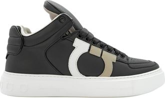 Ferragamo Salvatore Ferragamo Marvelous Gancini High-top Calf Leather Sneakers In Black, Brand Size 7.5