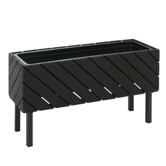 Hhg Jardinera Hhg-477, Maceta Para Flores Y Plantas, Para Interior Y Exterior, De Madera De Acacia Con Certificaci&oacute;n Mvg, 36 X 62 X 22 Cm, Negro