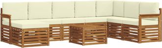 vidaXL Conjunto De Sof&aacute;s De Exterior 9 Uds. Natural Y Crema Vidaxl