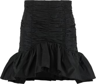 Patou Gathered Techno Satin Mini Skirt