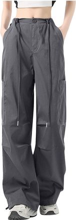 Generic Womens High Waisted Wide Leg Cargo Pants Baggy Casual Work Pants Walking Cargo Trousers Lightweight Hiking Pants Travel Work Casual Golf Trousers, L