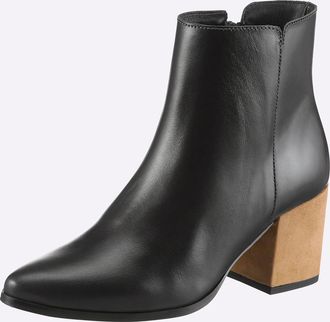 Heine Stiefelette HEINE, Damen, Gr. 35, braun, camel, Glattleder, Leder, Schuhe Stiefelette