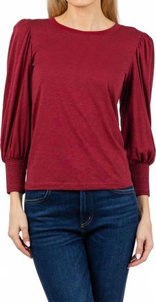 Nation Ltd Loren Smocked Peasant Tee In Sangria