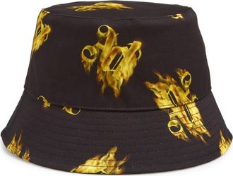 Palm Angels Print Cotton Bucket Hat in Black Gold at Nordstrom Rack