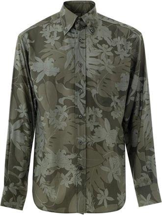 Tom Ford Groene Bloemenprint Shirt - Heren - Casual Overhemden - Groen - S - Overhemden