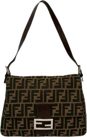 Fendi Pre-owned Shoulder Bags, female, Brown, Size: ONE SIZE Pre-owned Canvas Shoulder Bag