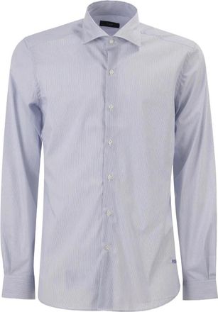 Fay French Stretch Collar Shirt - Heren - Zakelijke Overhemden - Blauw - 2XL - Katoen - Overhemden