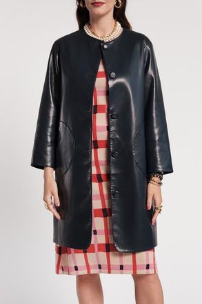 Frances Valentine Mod Jacket Faux Leather in Navy at Nordstrom, Size X-Large