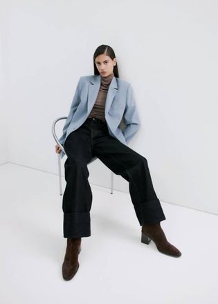 Mango Stivaletti crosta di cuoio tacco blocco cioccolato - Donna - 35 - MANGO