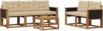 vidaXL Conjunto De Sof&aacute;s De Exterior 6 Uds. Natural Y Beige Vidaxl