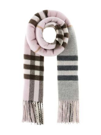 Burberry fringed check-pattern scarf - unisex - Cashmere - OS - Pink