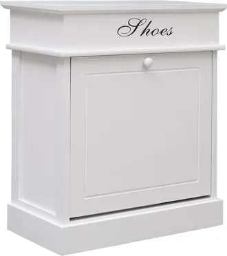 vidaXL Vidaxl - Mueble Zapatero De Madera De Paulownia Blanco 50x28x58 Cm