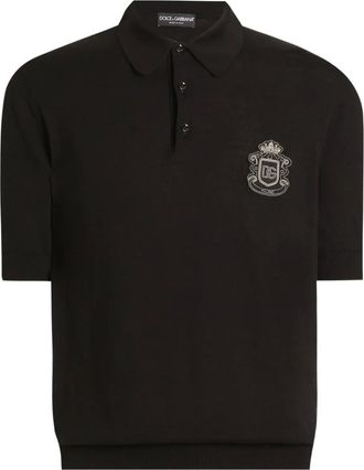 Dolce & Gabbana logo-appliqué polo shirt - men - Cotton - 58 - Black