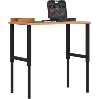 vidaXL Vidaxl - Banco De Trabajo Rectangular Madera Maciza 100x60x(71,5-98) Cm