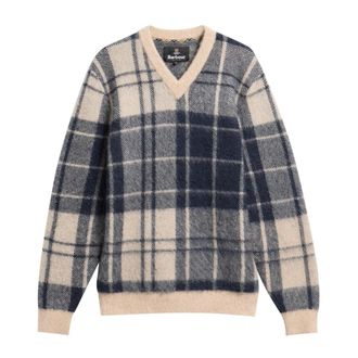 Barbour Maglione Scollo a V Tartan Hunham - - Knitwear - Uomo - Grigio - L