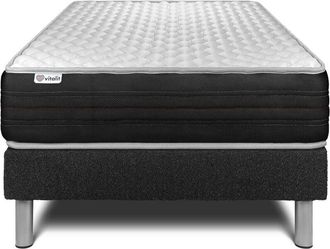 VITALIT Vitalit - Base Tapizada Negro + Colch&oacute;n Con Espuma Viscoel&aacute;stica 90 X 190