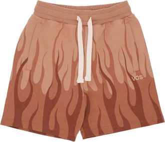 Vision Of Super Vlammenprint Lichtgewicht Trainingsbroek Shorts - Heren - Bermuda - Oranje - L - Katoen - Korte Broeken