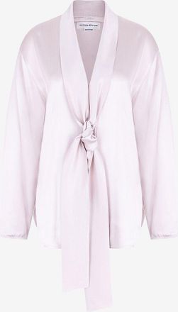 Victoria Beckham Satinbluse mit V-Ausschnitt und Schalkragen