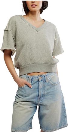 Free People So Easy Sweatshirt Womens T Shirt Heather Grey : SM (Womens 4-6), Cotton
