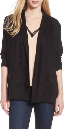 Trouvé Drapey Double Breasted Oversized Tencel Blazer In Black