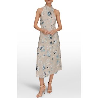 DKNY Floral Burnout Maxi Dress in Sea Mist Multi at Nordstrom, Size 16