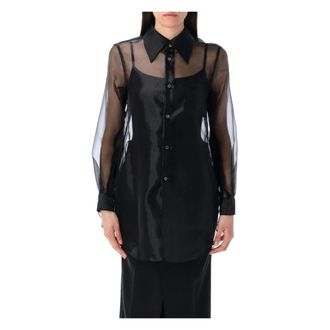 Comme Des Garçons Shirts, female, Black, Size: XS Organza Shirt Stylish Silhouette