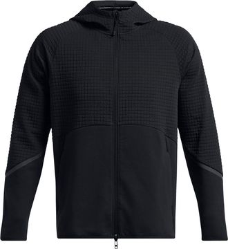 Under Armour Mens Unstoppable Hooded Full Zipper Textured Zipped Pocket Jacket in Black - Size X-Large