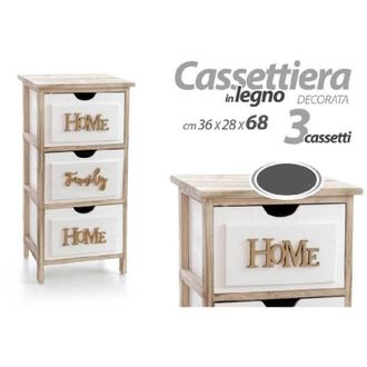 Trade Shop Trade Shop - Home Blanca Madera 3 Cajones Mesita De Noche Moderna 68x36x28 Cm 805684