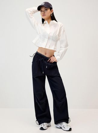 Twik Womens Overlaid effect parachute pant
