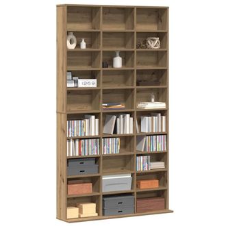 Berkfield Home Modern CD Cabinet in Artisan Oak - 101x23x177.5 cm Made from Engi in Beige