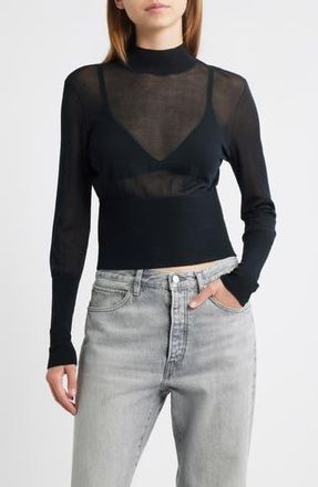 Frame Denim The Sleek Mock Neck Crop Sweater in Black at Nordstrom Rack, Size X-Small
