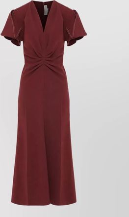 Victoria Beckham v-neck pleated midi dress