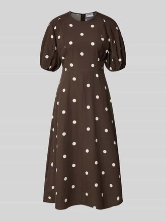 Jake*s Casual Midikleid aus Viskose-Mix im Allover-Look in Dunkelbraun, Gr&ouml;&szlig;e 42