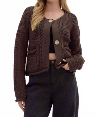 Entro Crochet Cardigan In Chocolate