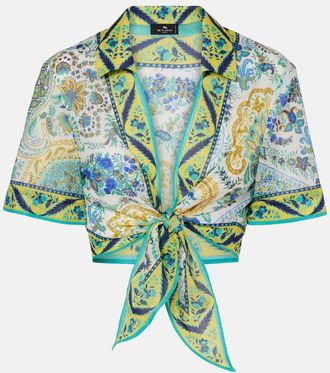 Etro Top cropped in cotone con stampa