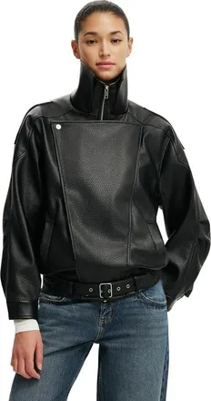 Cotton On Womens Cove Biker Jacket in Black at Nordstrom, Size Xx-Small/x-Small