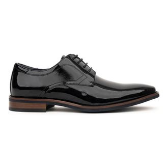 Sergio Moretti Zwarte Leren Formele Platte Schoenen - Heren - Nette schoenen - Zwart - 45 EU - Leer - Schoenen