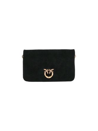 Pinko Black Click Soft Horizontal Mini Suede Shoulder Bag