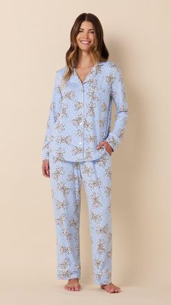 The Cats Pajamas Pima Knit Long-Sleeved Pajama in Bengal Blue at Nordstrom, Size X-Small